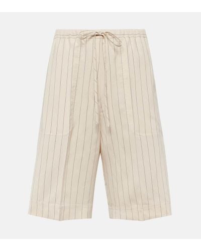 Totême Shorts in twill a righe - Neutro