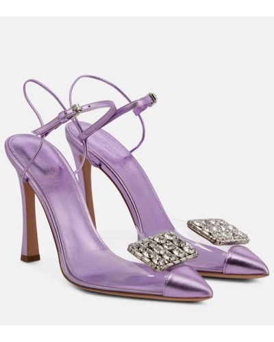 Giambattista Valli Embellished Leather And Pvc Pumps - Purple