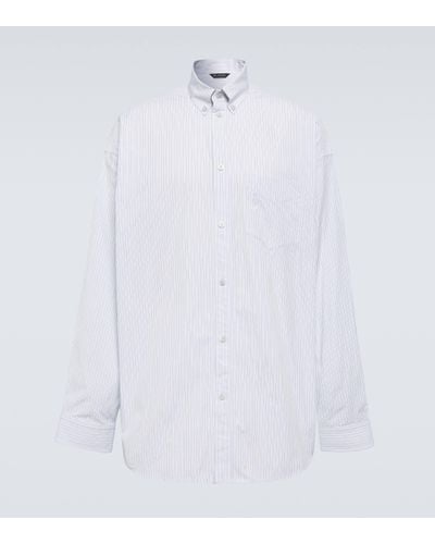 Balenciaga Striped Oversized Cotton Shirt - White