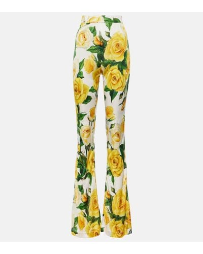 Dolce & Gabbana Floral High-rise Flared Pants - Yellow