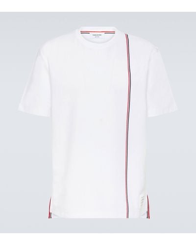 Thom Browne T-shirt RWB Stripe en coton - Blanc