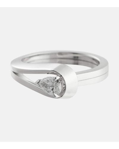 Repossi Serti Inverse 18kt White Gold Ring With Diamond - Metallic