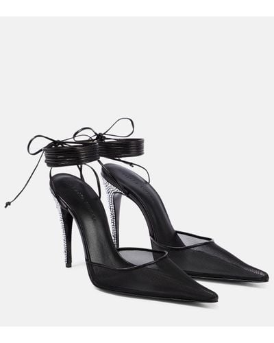 Magda Butrym Embellished Mesh And Leather Court Shoes - Black