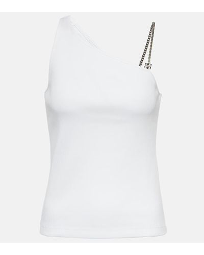 Givenchy Top asimetrico de algodon con cadena - Blanco