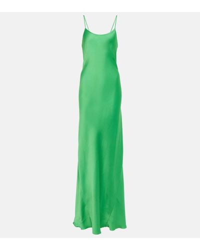 Victoria Beckham Robe longue en satin - Vert