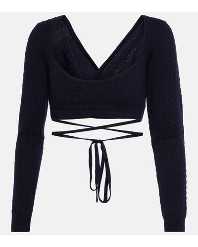 Patou Cropped Wool And Cashmere Jumper - Blue