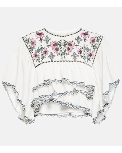 Isabel Marant Sana Embroidered Crop Top - White