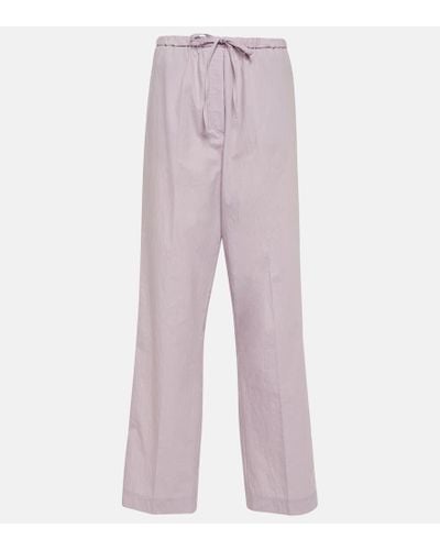 Totême High-rise Straight Cotton-blend Pants - Pink