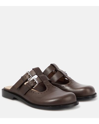 Loewe Campo Leather Mules - Brown