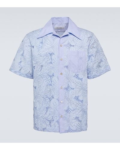 Wales Bonner Chemise Highlife en coton melange a fleurs - Bleu