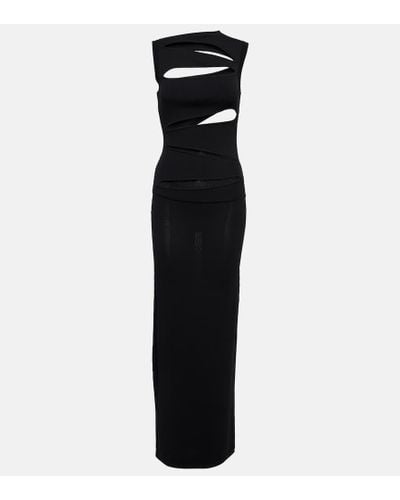 Christopher Esber Cutout Ribbed-knit Paneled Midi Dress - Black