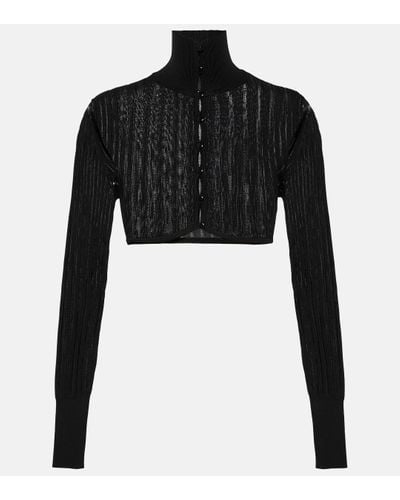 Alaïa Ribbed-knit Cropped Cardigan - Black