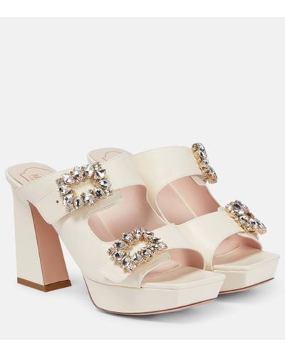 Roger Vivier Embellished Leather Sandals - Natural