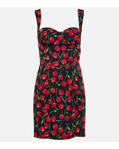 Dolce & Gabbana Vestido corto en charmeuse de seda - Rojo