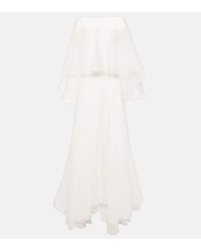 Maticevski Bridal Dhalia Caped Silk Gown - White