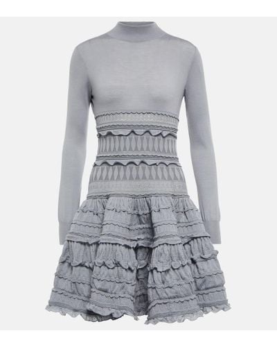 Alaïa Crinoline Virgin Wool Minidress - Gray