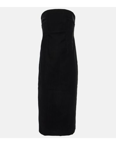 Wardrobe NYC Strapless Velvet Midi Dress - Black
