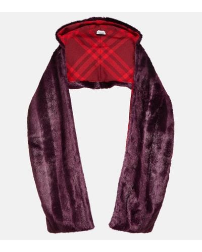 Burberry Faux Fur Scarf - Red