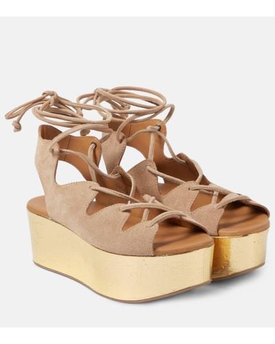 See By Chloé Liana 70 Suede Platform Sandals - Natural