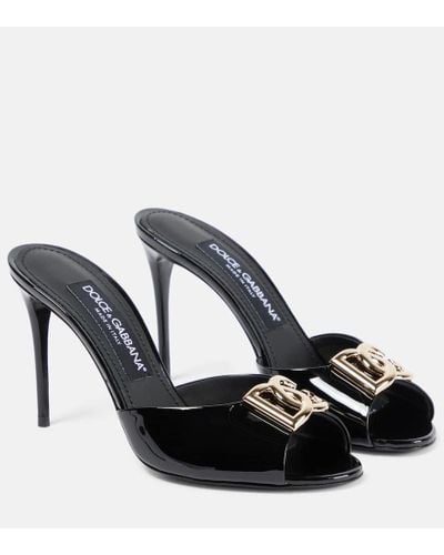 Dolce & Gabbana Dg Patent Leather Mules - Black