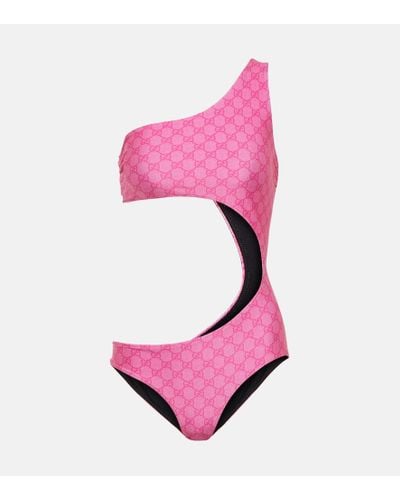 Gucci GG Cutout Jersey Swimsuit - Pink