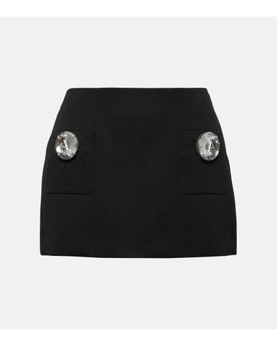 Area Jumbo Crystal-embellished Wool Miniskirt - Black