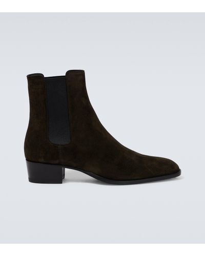 Saint Laurent Wyatt Suede Chelsea Boots - Black