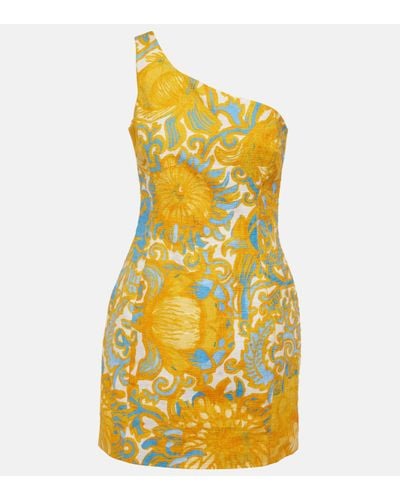 La DoubleJ Bold Shoulder Printed Cotton Minidress - Yellow
