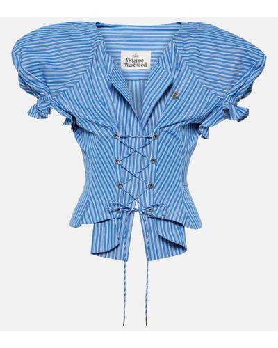 Vivienne Westwood Top Kate in cotone a righe - Blu