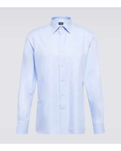 Zegna Camisa de algodon Trofeo - Azul