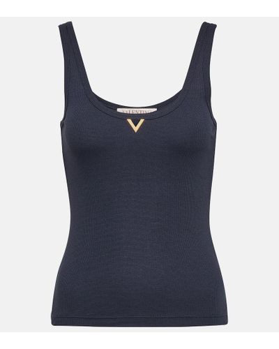 Valentino Tank top de jersey de mezcla de algodon - Azul
