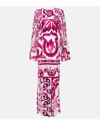 Dolce & Gabbana Majolica Printed Maxi Dress - Purple