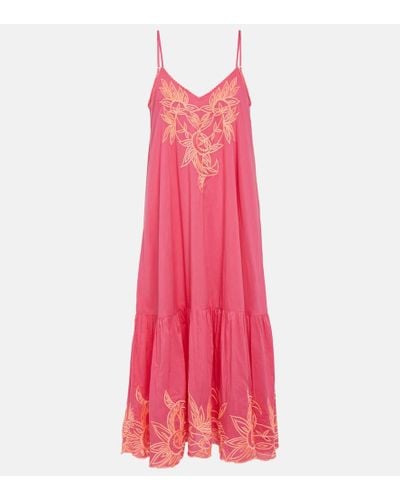Juliet Dunn Colorblocked Cotton Maxi Dress - Pink