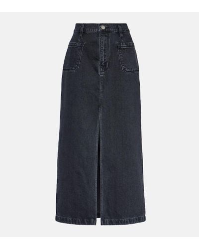 FRAME Le Bardot Denim Midi Skirt - Blue