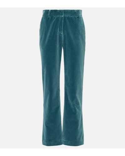 La DoubleJ 24/7 Cotton Velvet Flared Pants - Blue