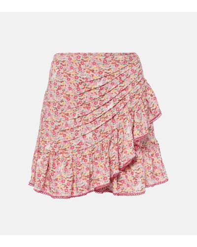 Poupette Mabelle Floral Shirred Miniskirt