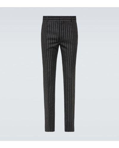 Alexander McQueen Pinstripe Wool Suit Pants - Gray