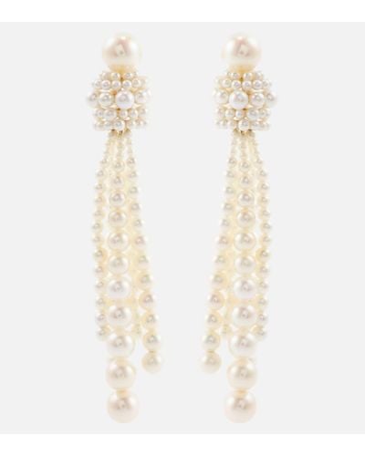 Sophie Bille Brahe Colonna Grande 14kt Gold Earrings With Pearls - White