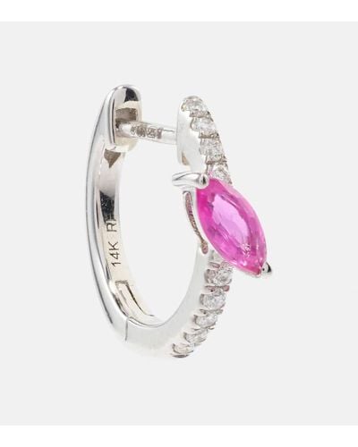 Roxanne First Einzelner Ohrring aus 14kt Weissgold mit Diamanten und Saphiren - Pink