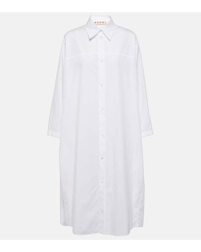 Marni Hemdblusenkleid aus Baumwollpopeline - Weiß