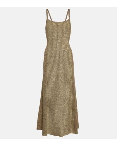 Ganni Ribbed-knit Midi Dress - Natural