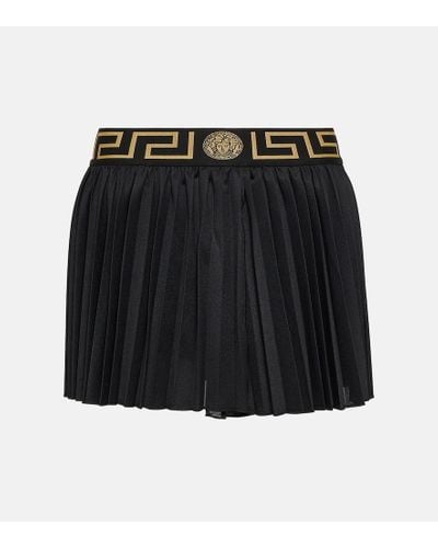 Versace Greca Pleated Miniskirt - Black