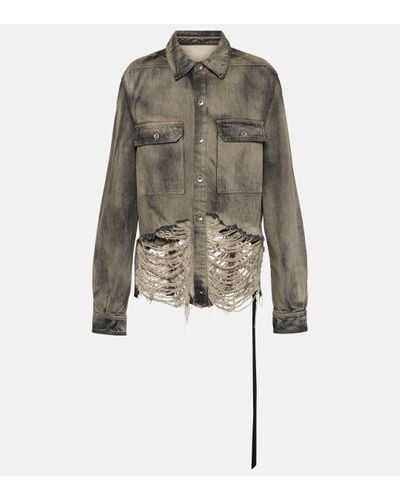 Rick Owens Drkshdw Cropped Denim Shirt Jacket - Grey