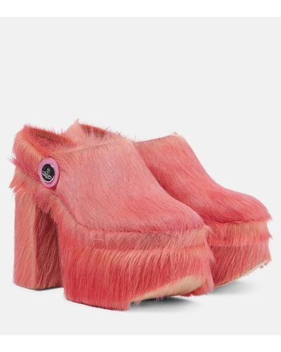 Vivienne Westwood Swamp Calf Hair Platform Clogs - Red
