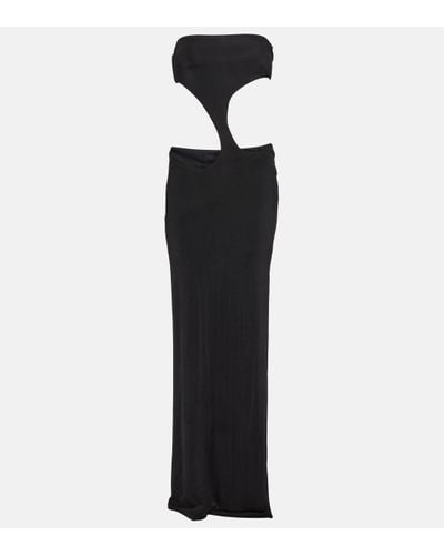 Louisa Ballou Long Carve Cutout Jersey Maxi Dress - Black