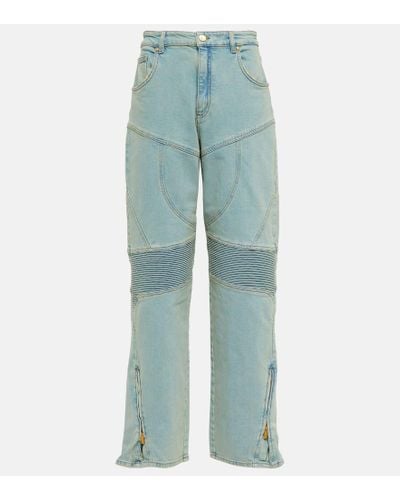 Blumarine Jeans anchos de tiro alto con paneles - Azul