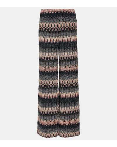 Missoni Zig Zag Metallic Knit Flared Pants - Black