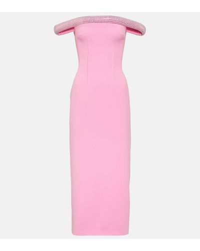 David Koma Robe midi a cristaux - Rose