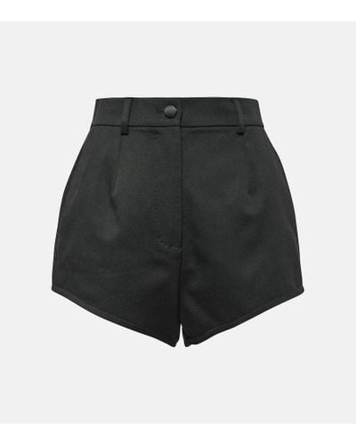 Dolce & Gabbana Shorts de lana virgen de tiro alto - Negro