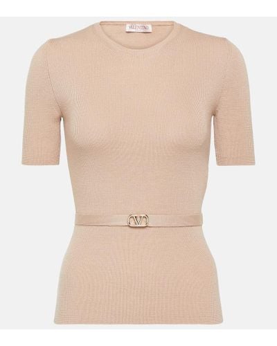 Valentino Pullover Maglia aus Schurwolle - Natur